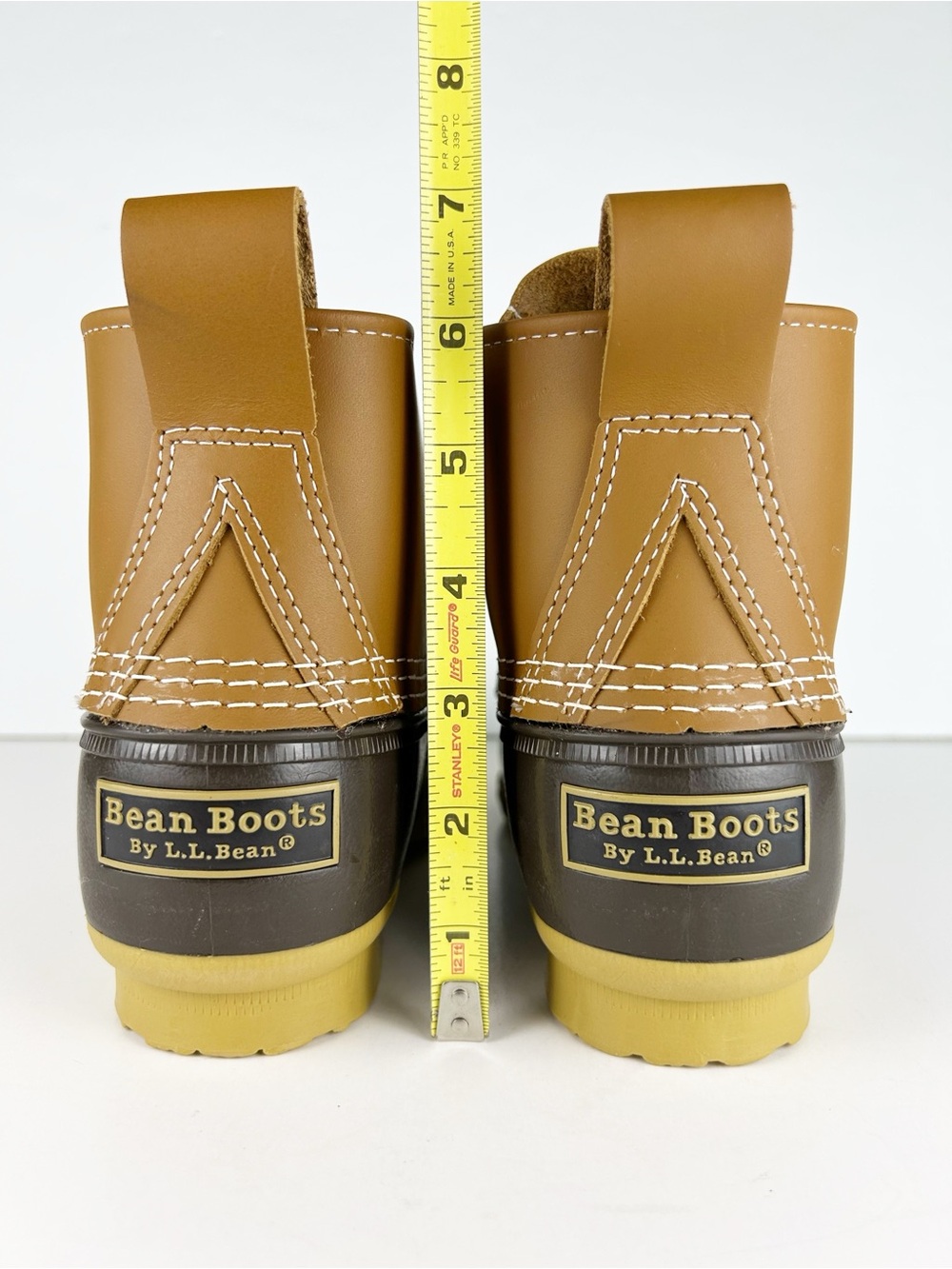 LL Bean Vintage Original 6 Inch Leather Rubber Tan Brown Waterproof Duck Boots - Picture 4 of 13